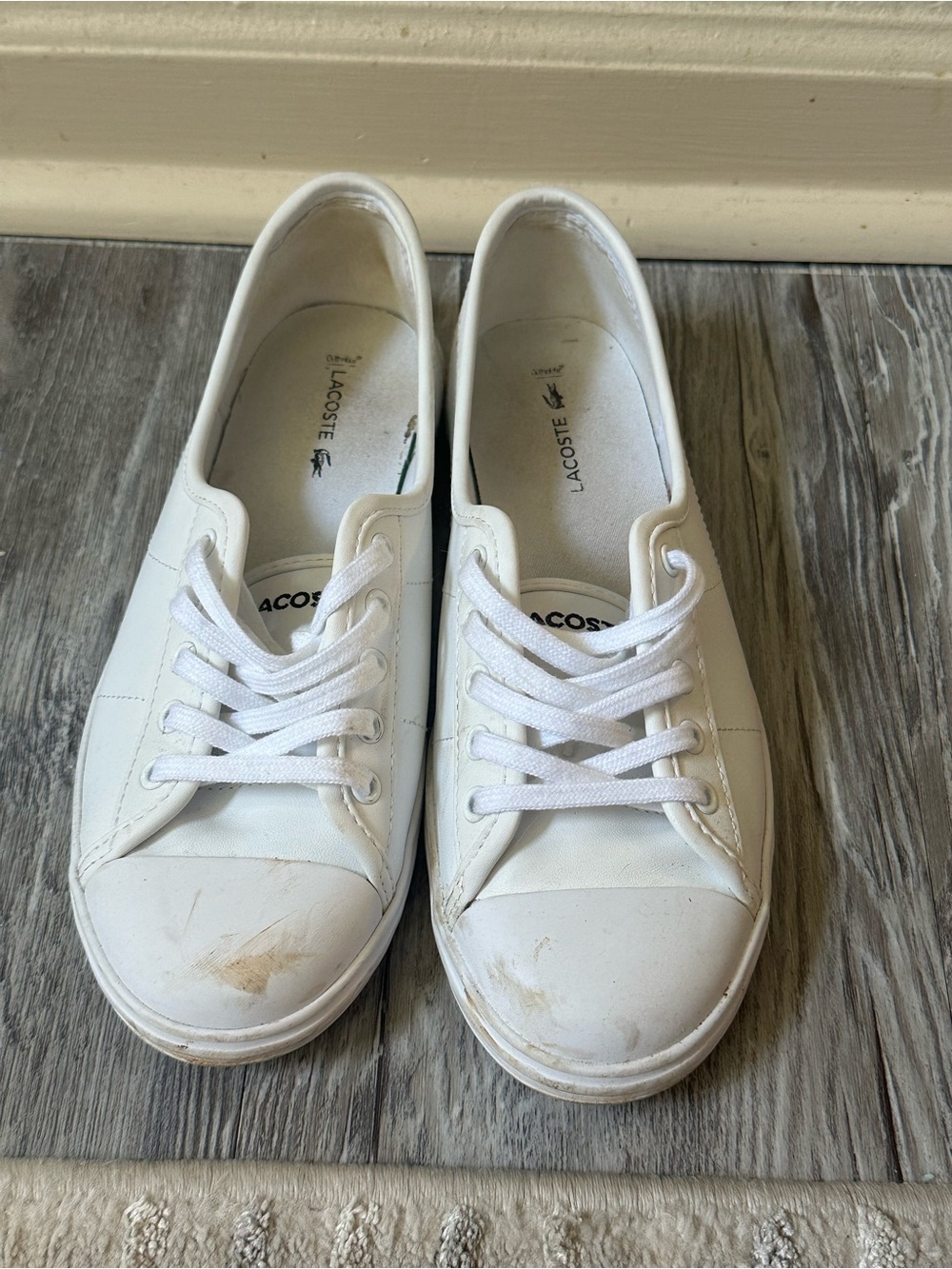 Lacoste White Low-Top Leather Sneakers